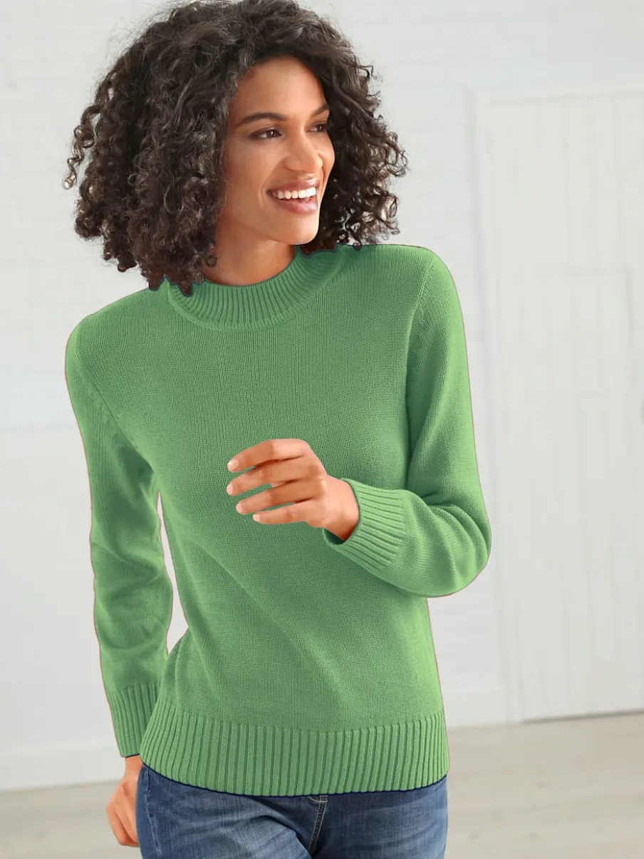 Pull féminin col tortue manches longues finitions côtelées