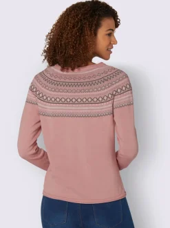 Pull jacquard motif norvégien col rond manches raglan