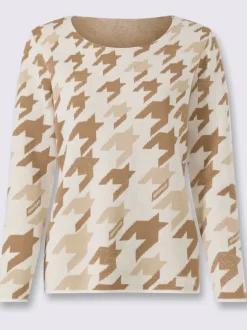 Pull jacquard motif pied-de-poule