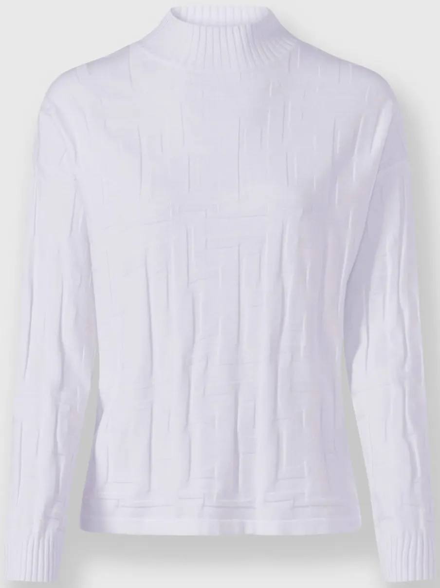 Pull jacquard motif tricoté col montant manches longues
