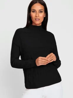 Pull jacquard motif tricoté col montant manches longues