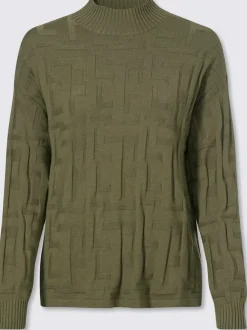 Pull jacquard motif tricoté col montant manches longues