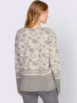 Pull jacquard original en fil brillant à manches longues