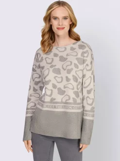 Pull jacquard original en fil brillant à manches longues