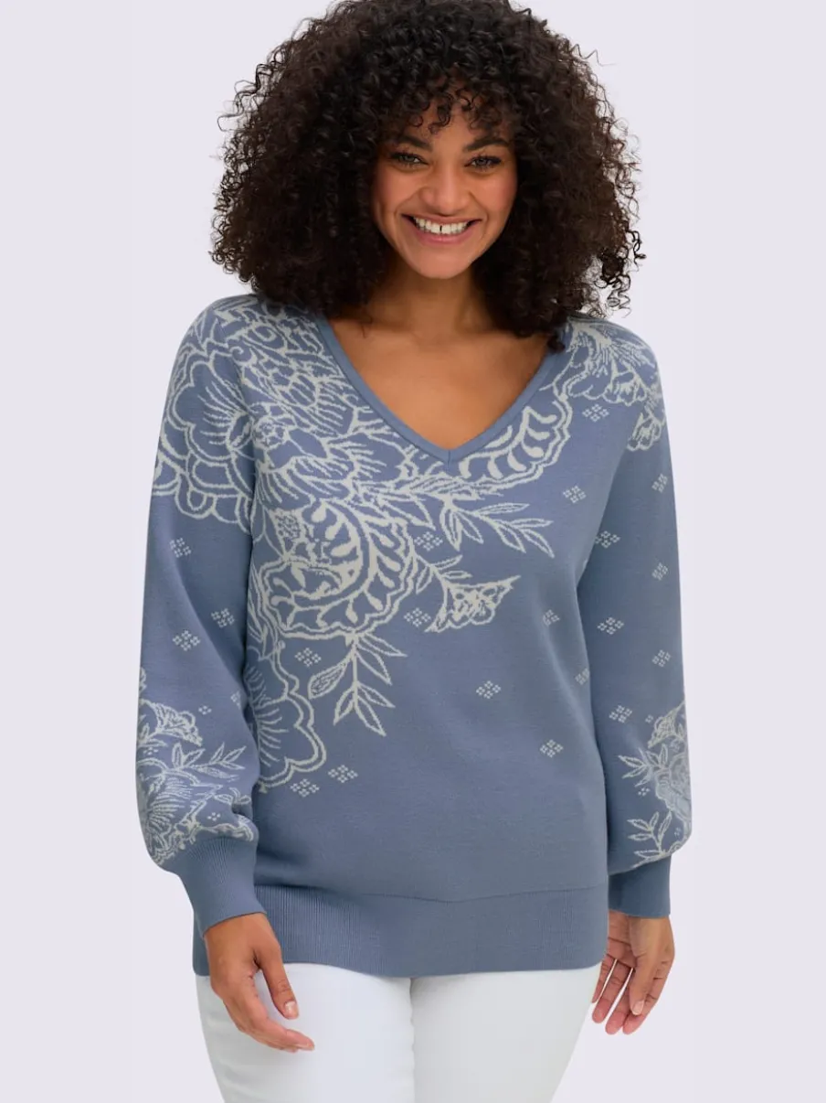 Pull jacquard tricot jacquard devant