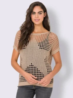 Pull léger ajouré avec motif étoile et encolure U