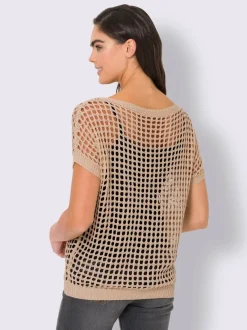 Pull léger ajouré avec motif étoile et encolure U