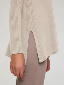 Pull long avec encolure arrondie et manches longues