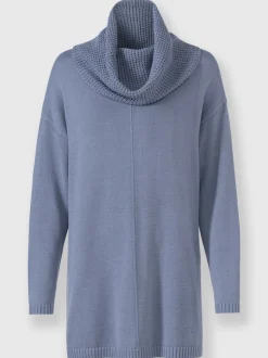 Pull long à col large en mélange de coton