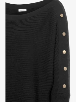Pull long à encolure en U avec épaules dénudées et bords-côtes