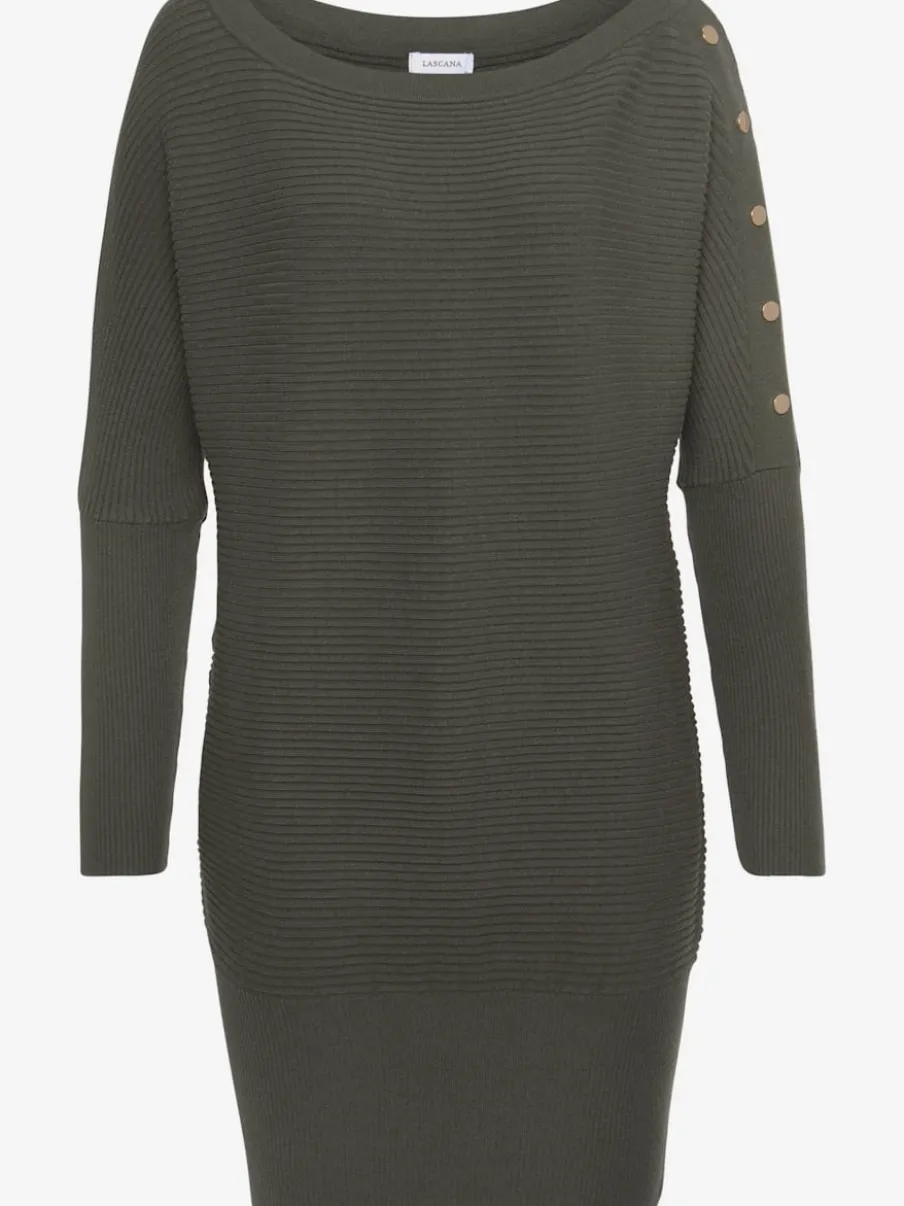 Pull long à encolure en U avec épaules dénudées et bords-côtes
