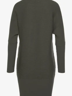 Pull long à encolure en U avec épaules dénudées et bords-côtes