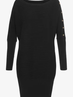 Pull long à encolure en U avec épaules dénudées et bords-côtes