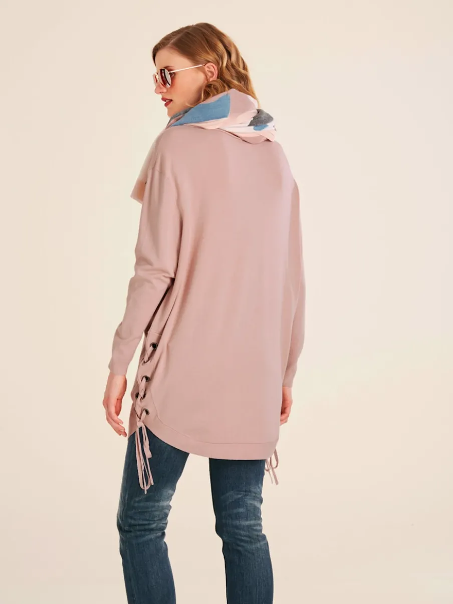 Pull long à encolure ronde avec manches longues ample