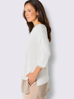 Pull long en modal avec encolure en U et manches 3/4