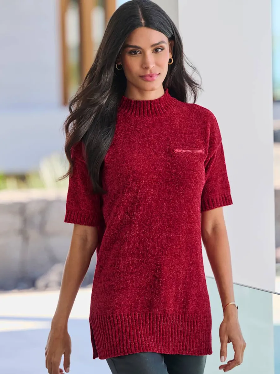 Pull long maille chenille douce