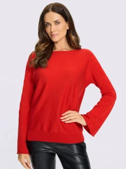 Pull long manches trompette avec motif torsadé intégral