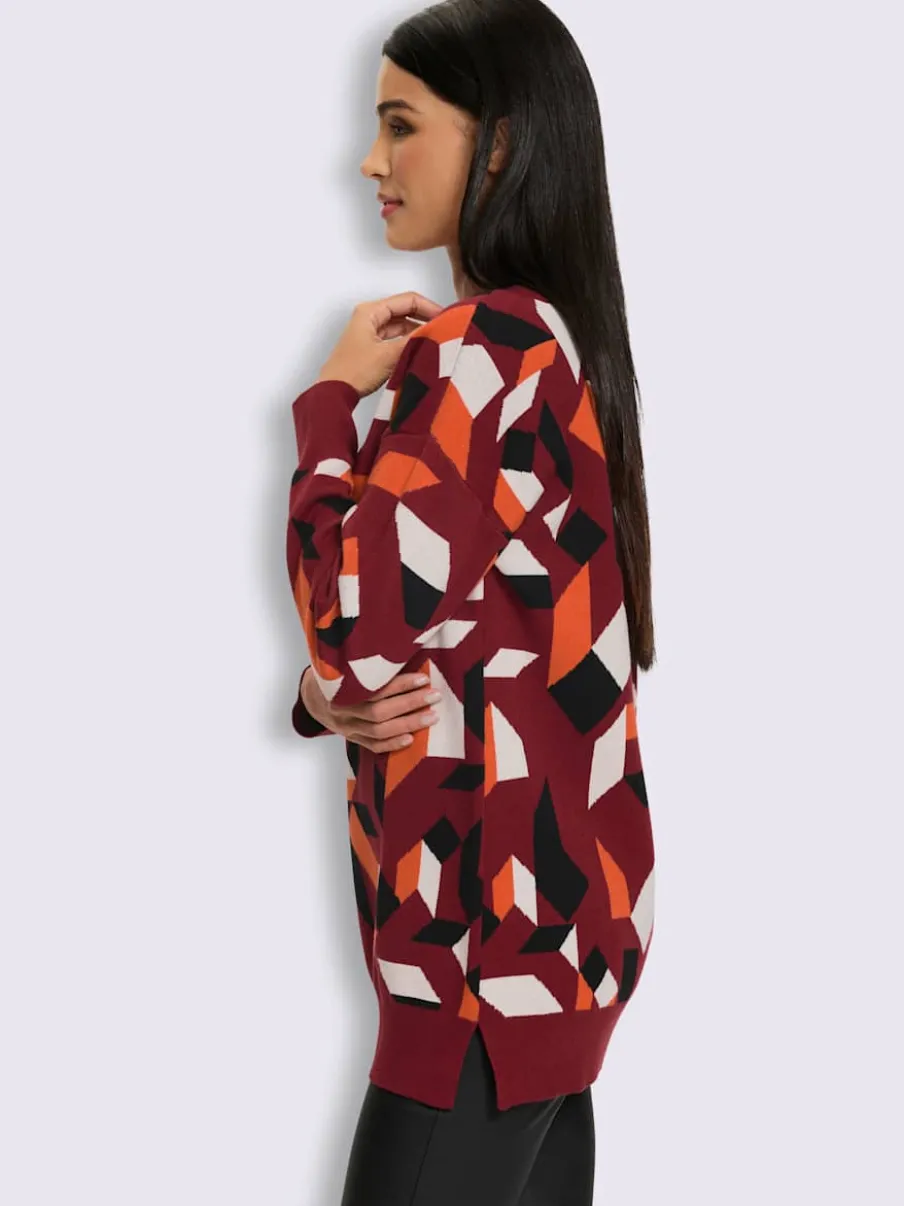 Pull long superbe motif graphique
