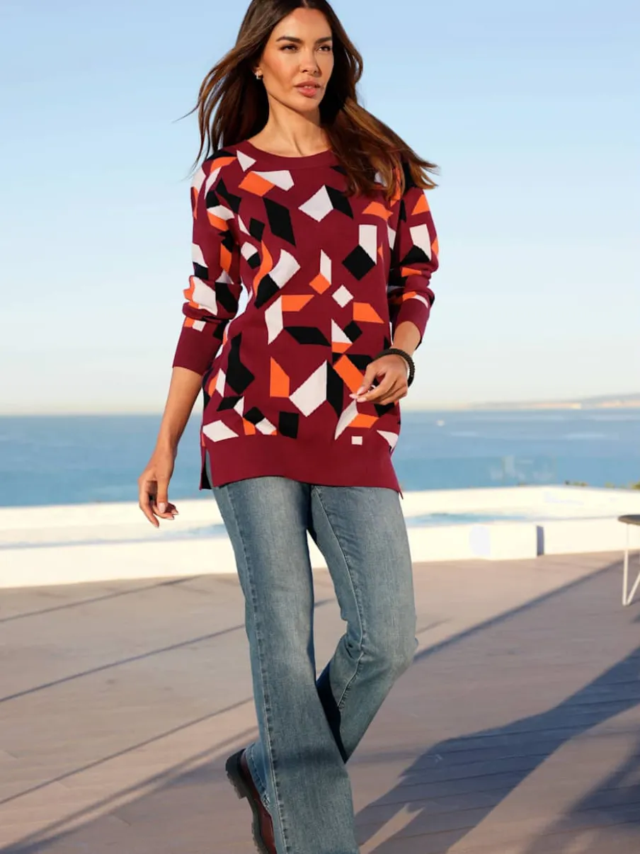Pull long superbe motif graphique