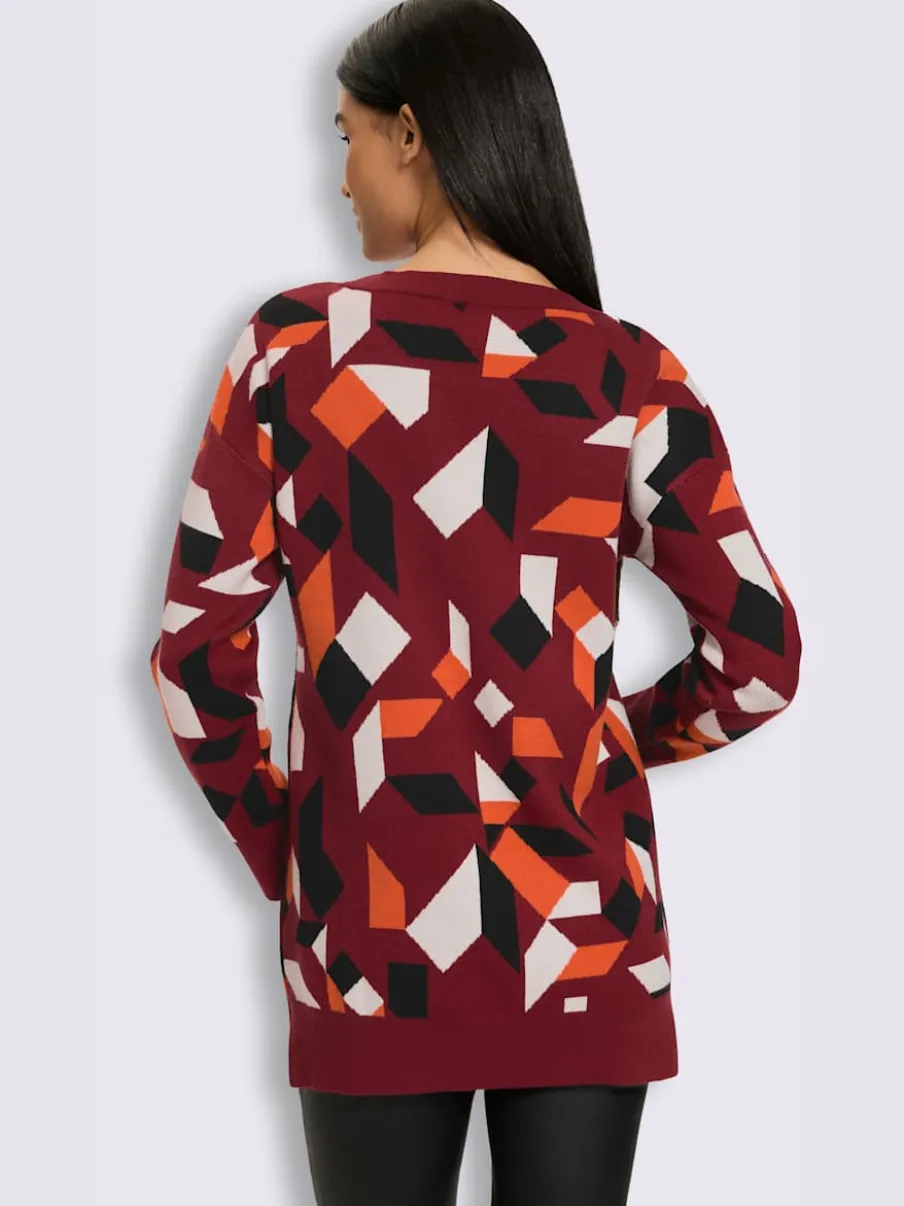 Pull long superbe motif graphique