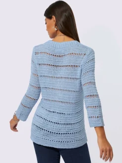 Pull à manches 3/4 au motif tricot ajouré doux