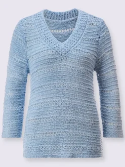 Pull à manches 3/4 au motif tricot ajouré doux