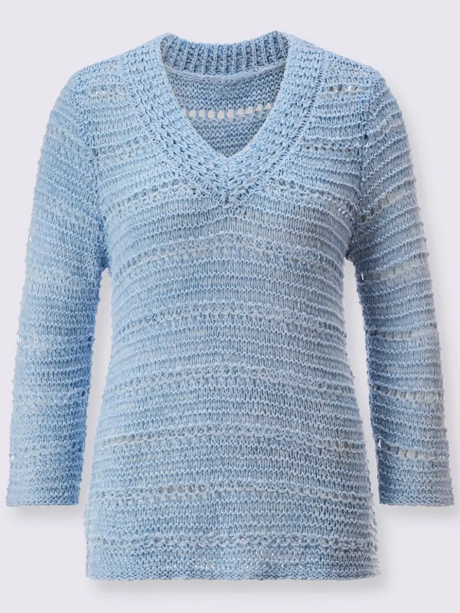Pull à manches 3/4 au motif tricot ajouré doux
