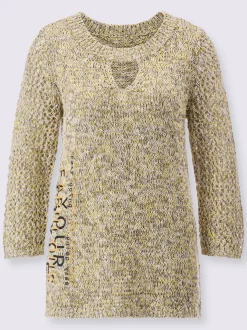 Pull à manches 3/4 avec encolure arrondie asymétrique