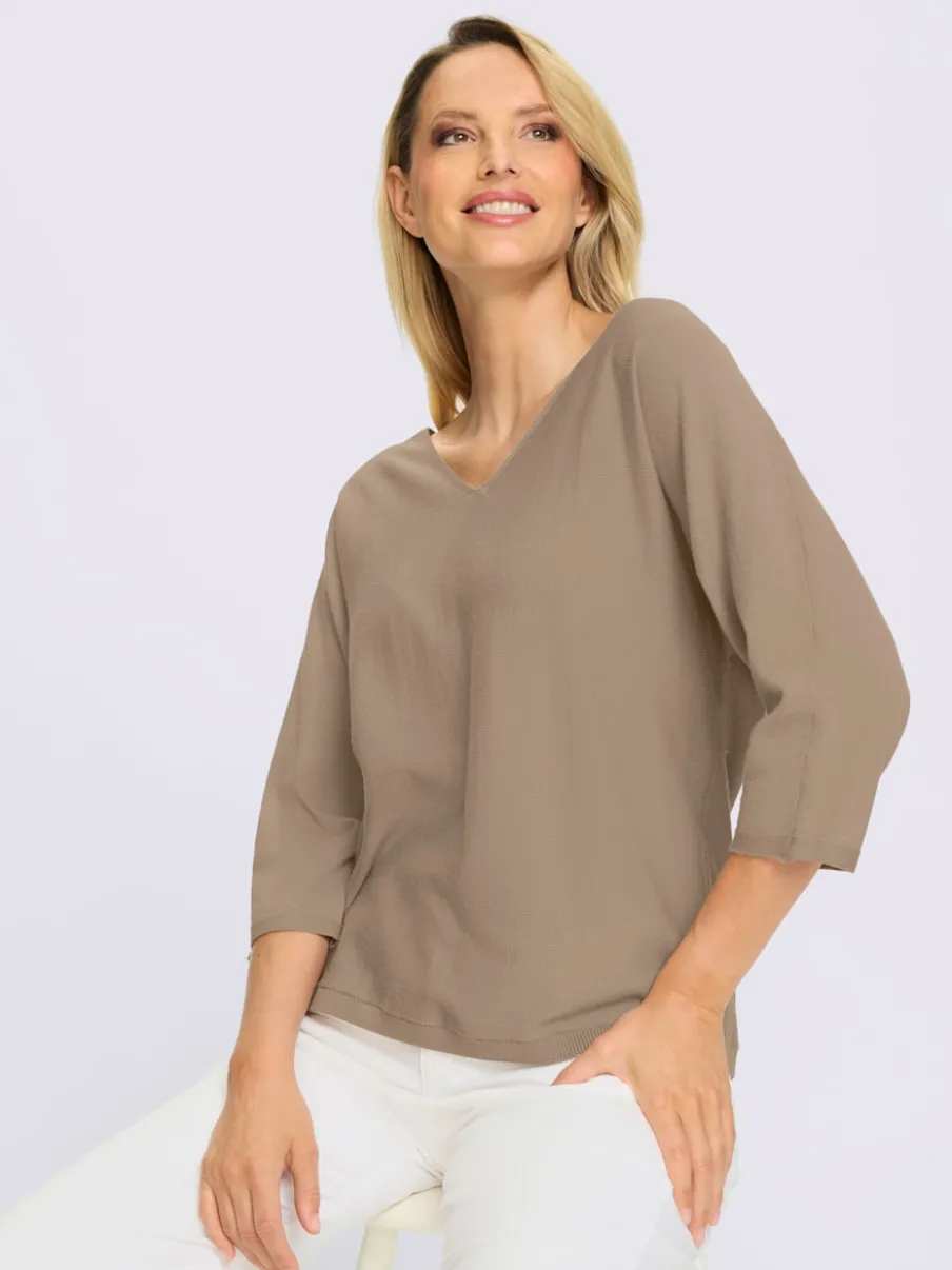 Pull à manches chauve-souris en tricot doux ECOVERO