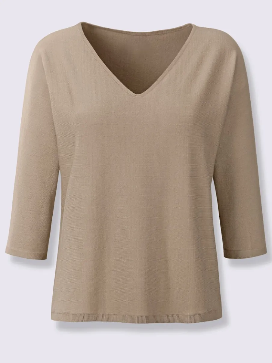 Pull à manches chauve-souris en tricot doux ECOVERO