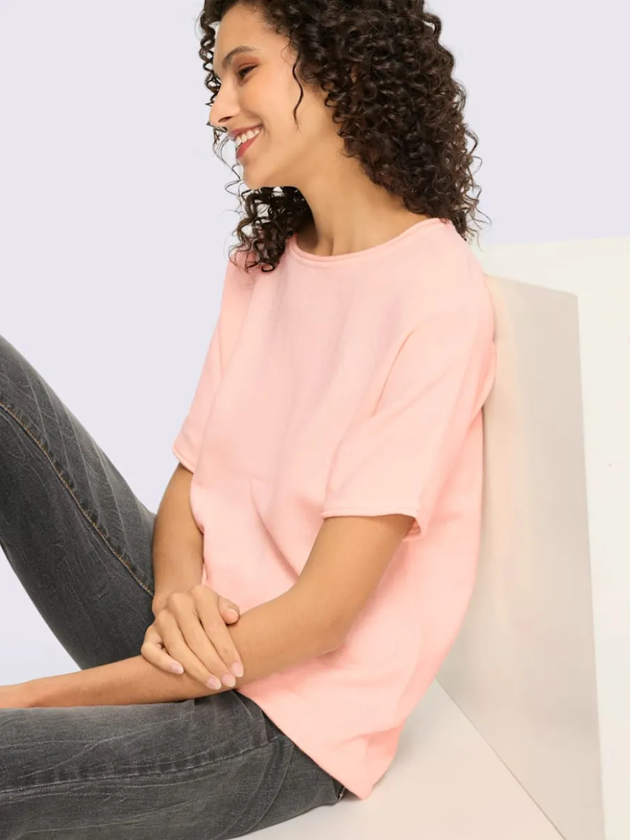Pull à manches courtes avec col rond en pur coton