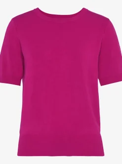Pull à manches courtes avec encolure ronde en tricot doux