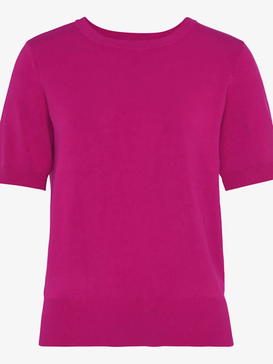 Pull à manches courtes avec encolure ronde en tricot doux