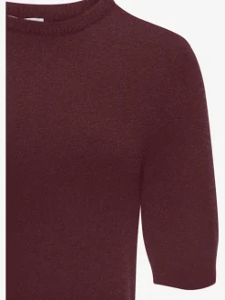Pull à manches courtes avec encolure ronde et ourlet côtelé