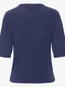 Pull à manches courtes avec encolure ronde et ourlet côtelé