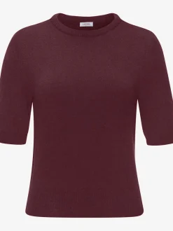 Pull à manches courtes avec encolure ronde et ourlet côtelé
