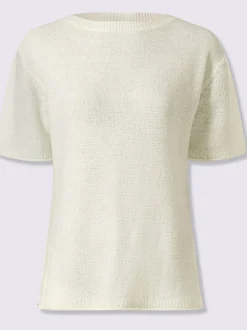 Pull à manches courtes avec encolure ronde et fentes latérales