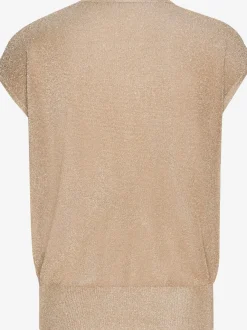 Pull à manches courtes encolure calice avec chaînes à maillons en fil brillant transparent et léger mélange de matières