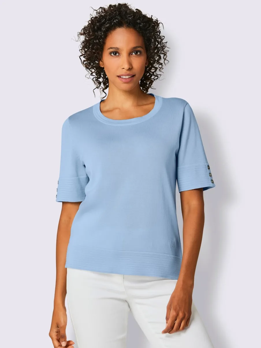 Pull à manches courtes en coton doux rayé brillant