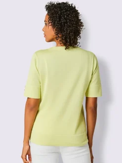 Pull à manches courtes en coton doux rayé brillant