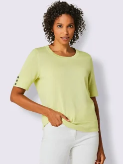 Pull à manches courtes en coton doux rayé brillant