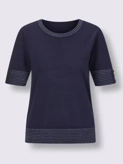 Pull à manches courtes en coton doux rayé brillant