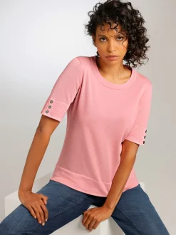 Pull à manches courtes en coton doux rayé brillant