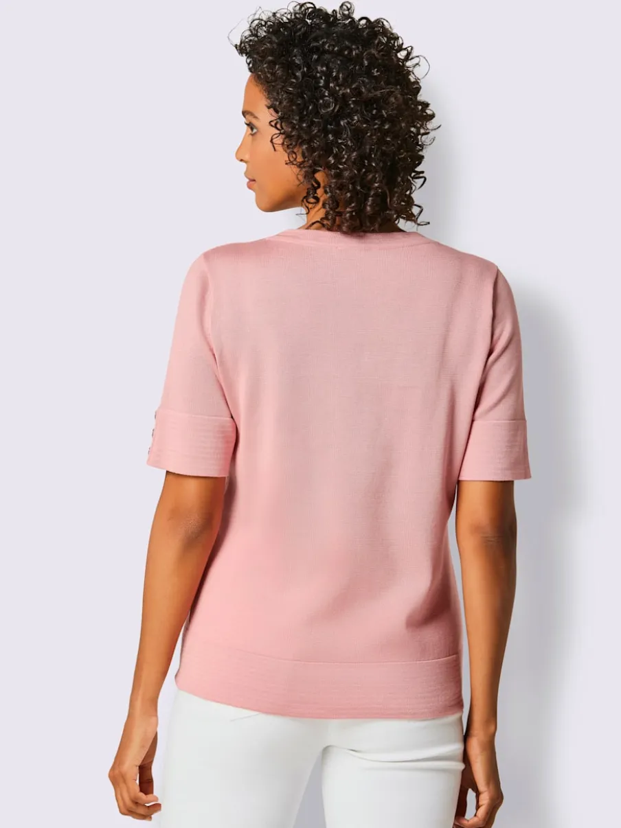 Pull à manches courtes en coton doux rayé brillant