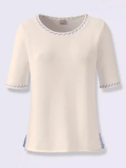 Pull à manches courtes en tricot fin avec coutures contrastées