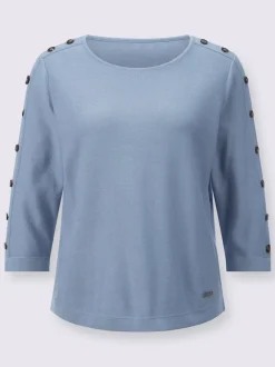 Pull à manches 3/4 en coton avec boutons raffinés