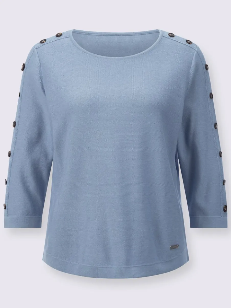 Pull à manches 3/4 en coton avec boutons raffinés