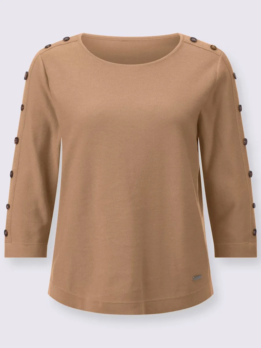 Pull à manches 3/4 en coton avec boutons raffinés