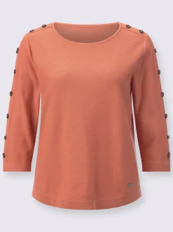 Pull à manches 3/4 en coton avec boutons raffinés