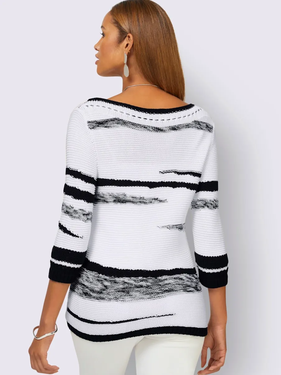Pull à manches 3/4 en coton à motif tricoté